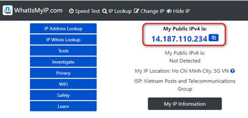 Cách kiểm tra địa chỉ IP Wan, cach kiem tra dia chi ip wan